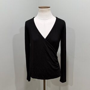 LOFT Elegant Black Wrap Blouse